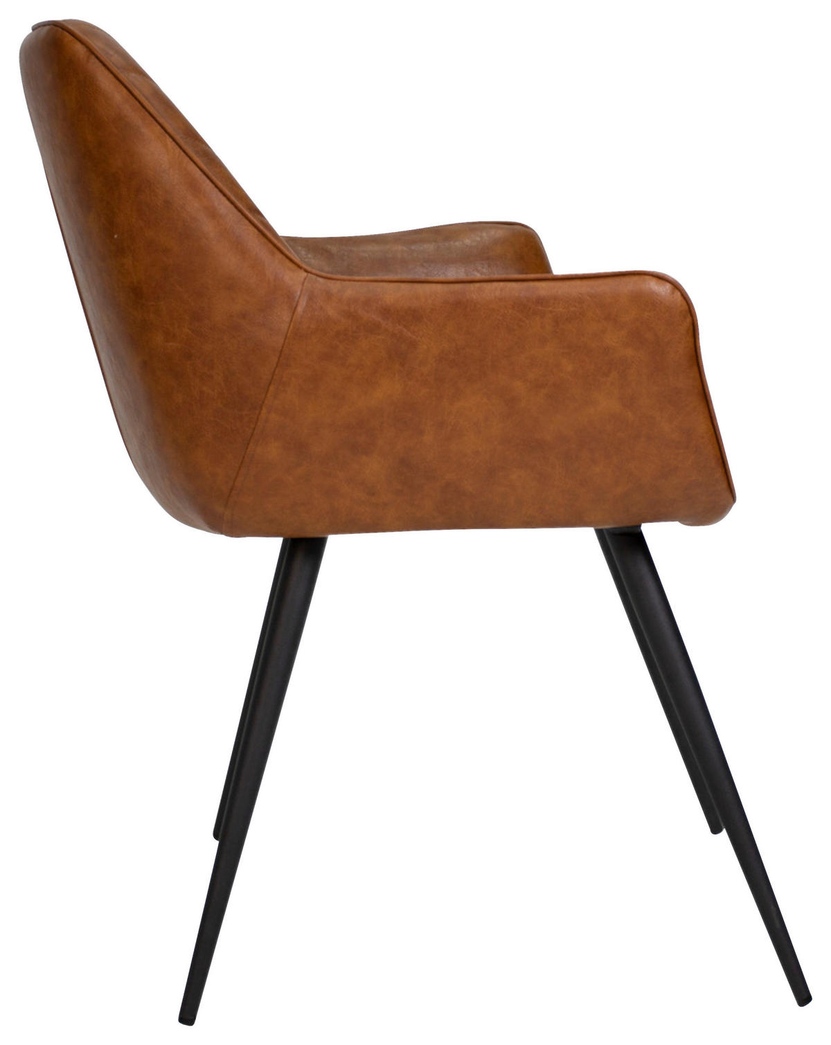 STUHL-SET 2 Stück gastro- und objekttauglich Lederlook  - Cognac/Schwarz, KONVENTIONELL, Textil/Metall (62/83/60cm) - MID.YOU