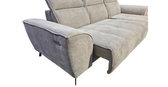 ECKSOFA Taupe Cord  - Taupe/Schwarz, KONVENTIONELL, Textil/Metall (290/196cm) - Carryhome
