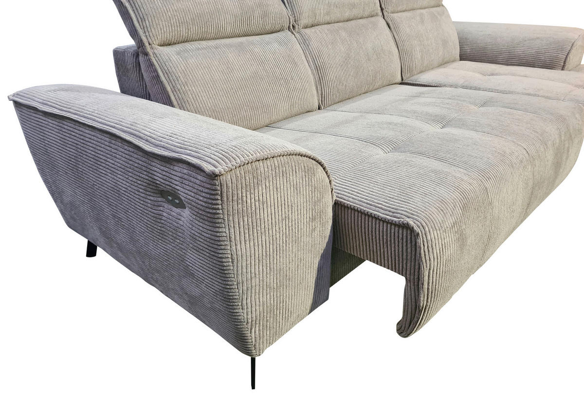 ECKSOFA Taupe Cord  - Taupe/Schwarz, KONVENTIONELL, Textil/Metall (290/196cm) - Carryhome