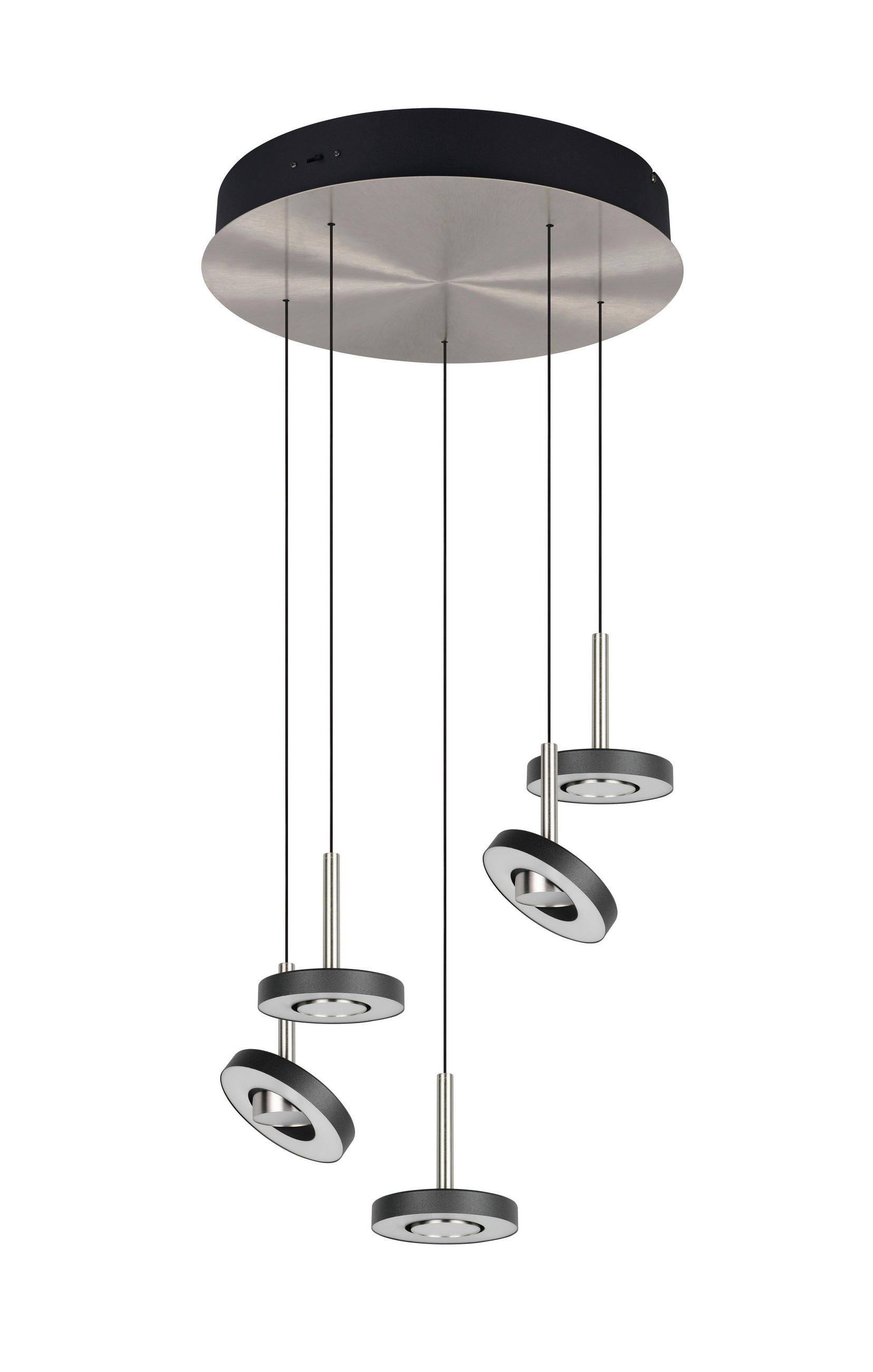 Trio Leuchten Led-Hängeleuchte Guano Schwarz, Nickel 200 cm