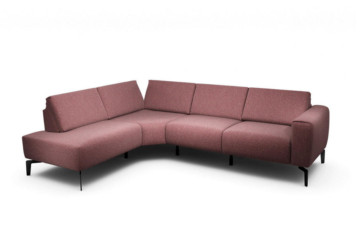 ECKSOFA Cosy Rot Chenille  - Rot/Schwarz, Design, Textil/Metall (193/256cm) - SENSOO