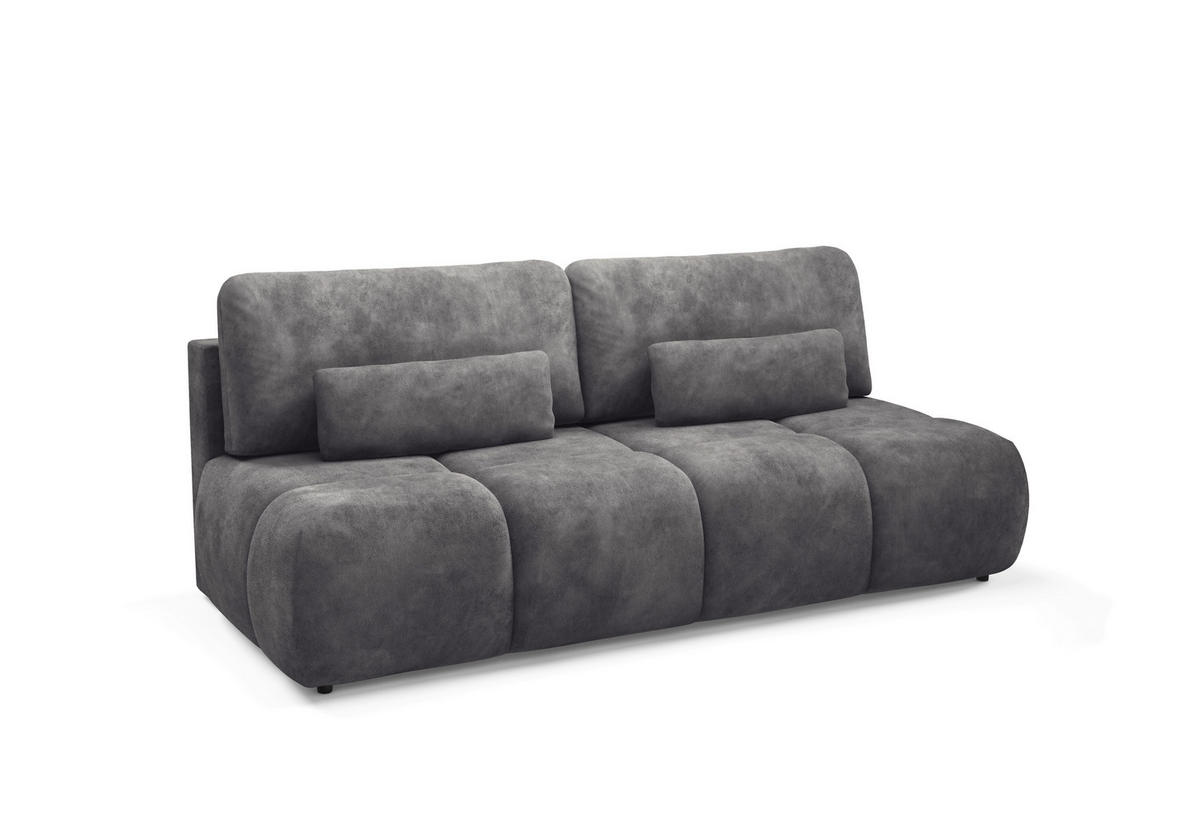 SCHLAFSOFA MARON in Samt Grau  - Schwarz/Grau, Design, Kunststoff/Textil (219/94/110cm) - Livetastic