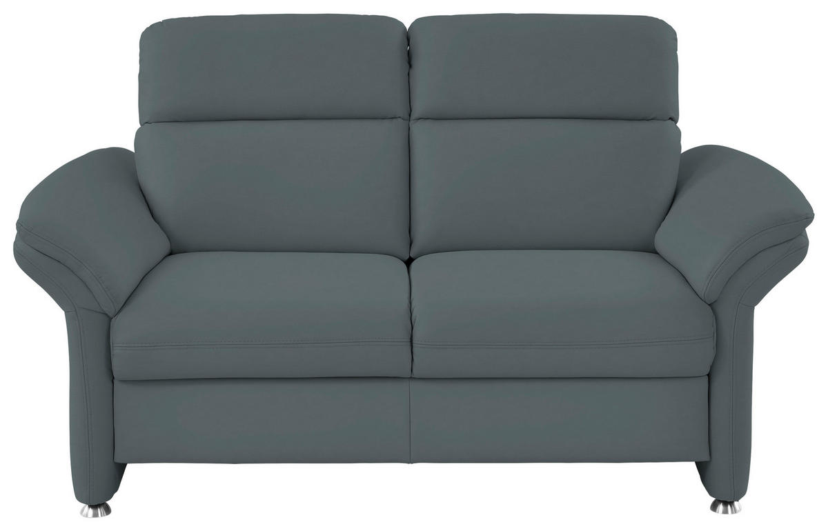 2-SITZER-SOFA in Echtleder Blau, Grau  - Blau/Alufarben, Konventionell, Leder/Metall (170/96/92cm) - Beldomo Premium