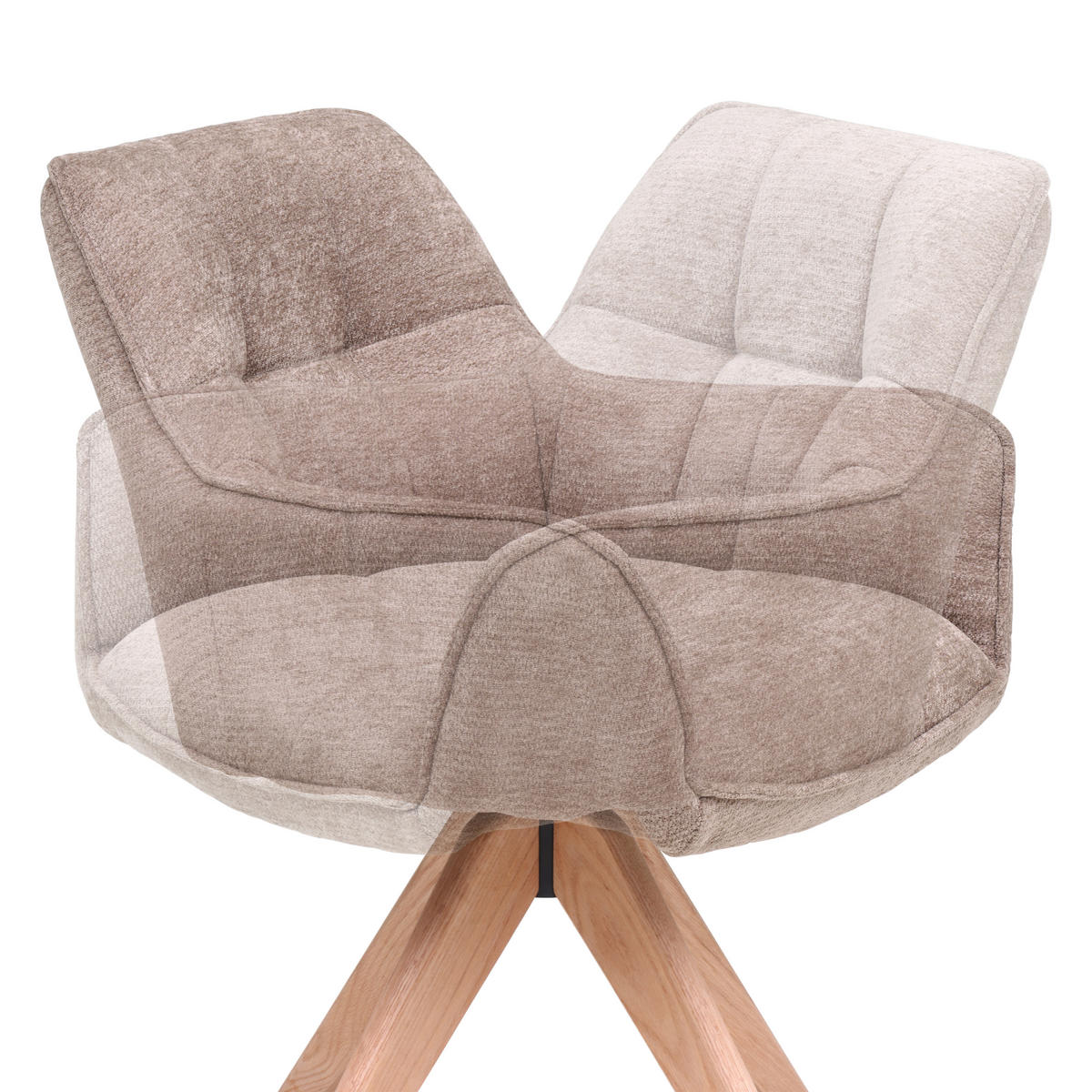 ARMLEHNSTUHL  Sitzfläche 360° drehbar Chenille  - Khaki/Eichefarben, Basics, Holz/Textil (64/85/62cm) - Livetastic