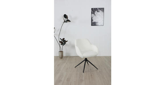 ARMLEHNSTUHL in Eisen Leinenoptik - Creme/Schwarz, Design, Textil/Metall (64/84/61cm) - Novel