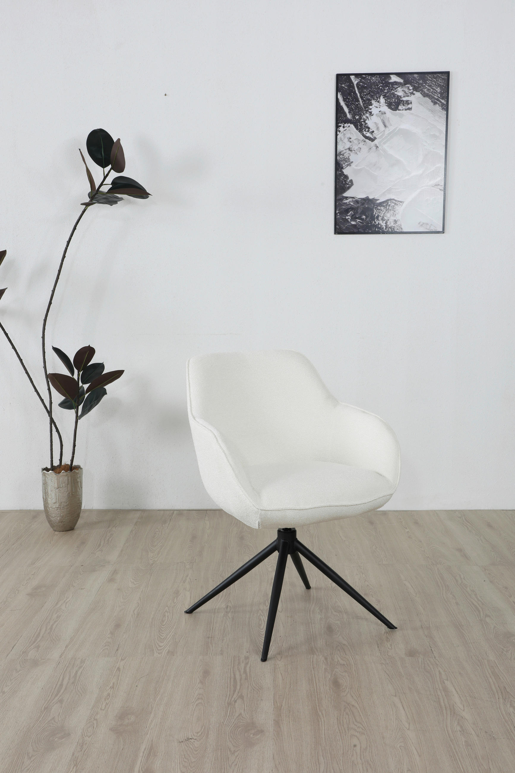 ARMLEHNSTUHL  in Eisen Leinenoptik  - Creme/Schwarz, Design, Textil/Metall (64/84/61cm) - Novel