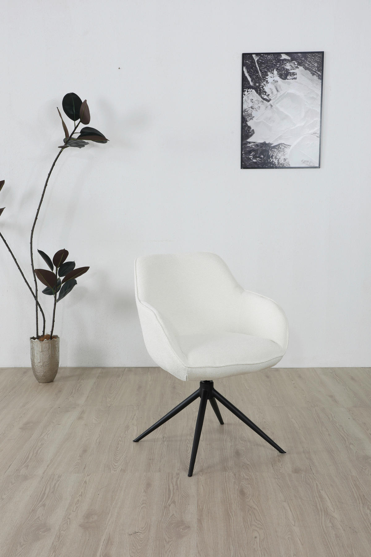ARMLEHNSTUHL  in Eisen Leinenoptik  - Creme/Schwarz, Design, Textil/Metall (64/84/61cm) - Novel