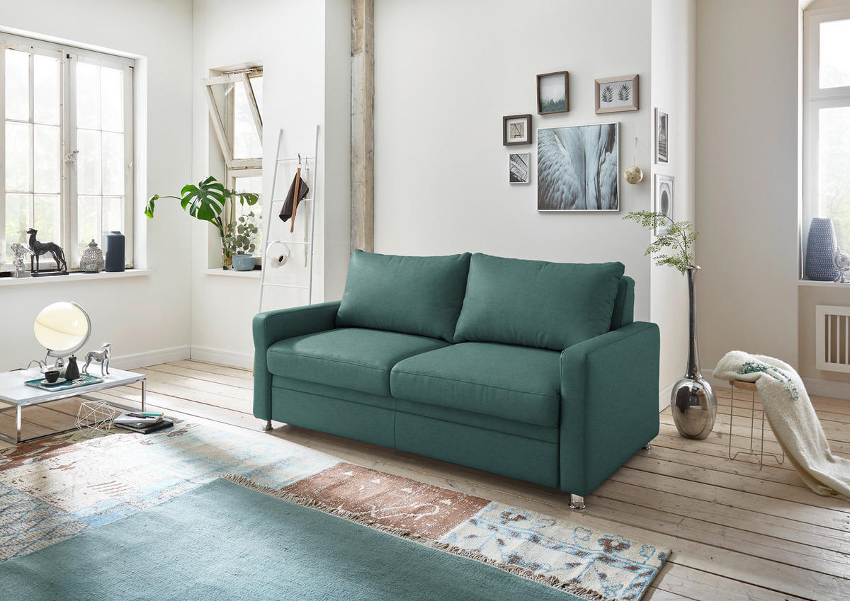 SCHLAFSOFA Chenille Opal  - Chromfarben/Opal, KONVENTIONELL, Textil/Metall (186/90/100cm) - Beldomo Style