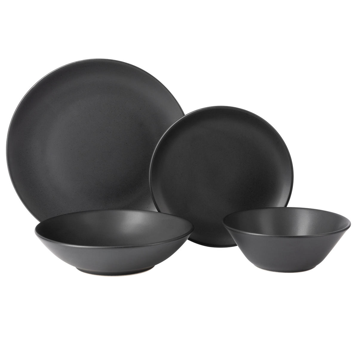 TAFELSERVICE Schwarz 16-teilig  - Schwarz, LIFESTYLE, Keramik - Novel