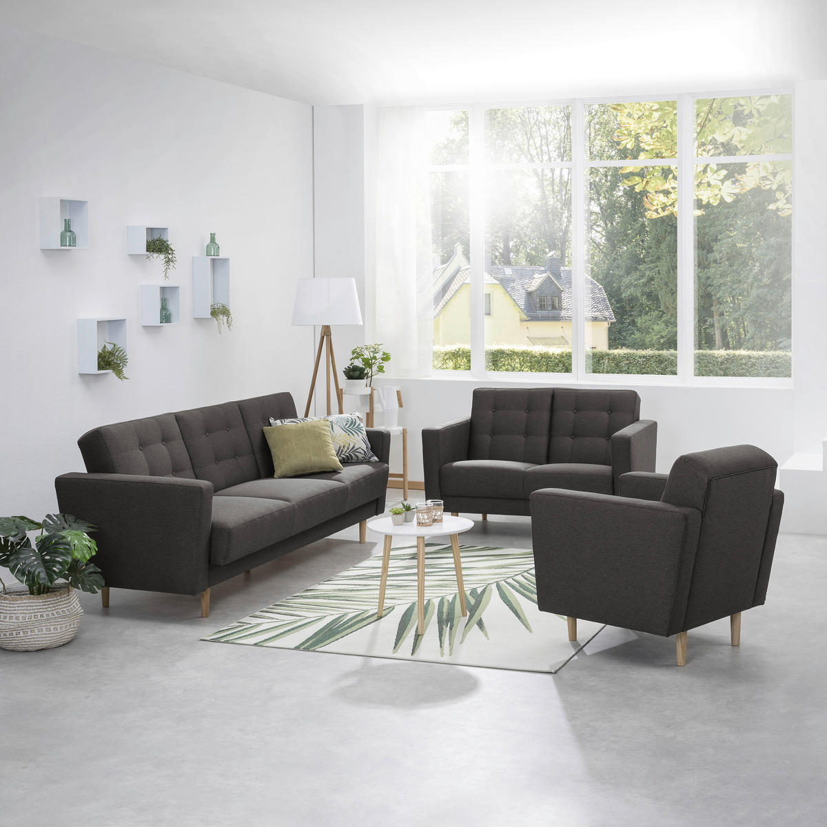 SESSEL in Flachgewebe Anthrazit  - Eschefarben/Anthrazit, Modern, Holz/Textil (75/81/83cm) - Max Winzer