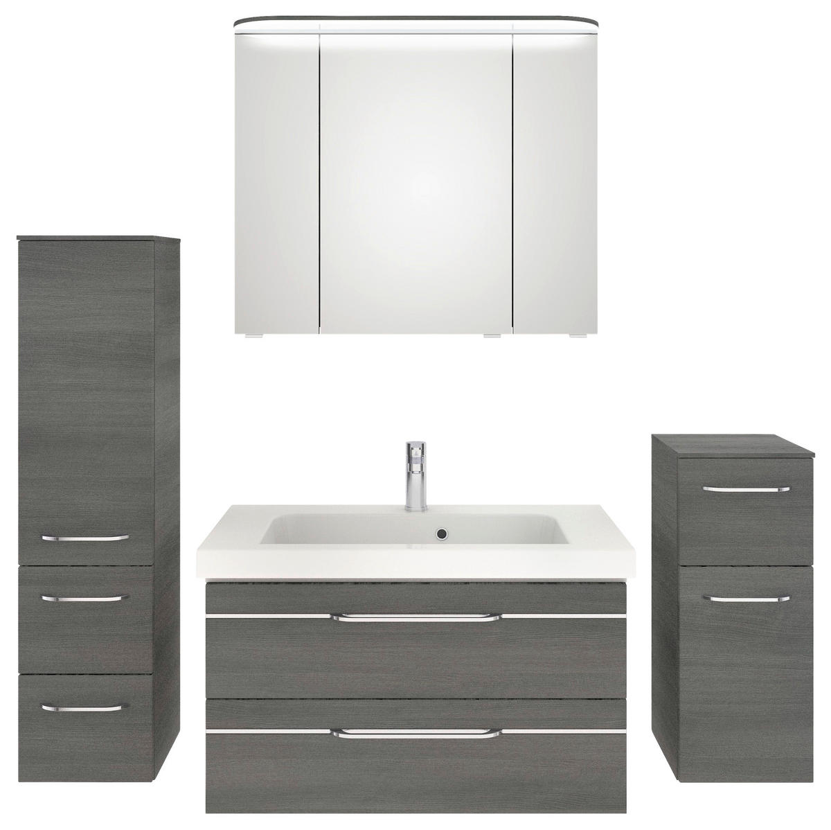 BADEZIMMER 5-teilig  in 152 cm  - Chromfarben/Graphitfarben, KONVENTIONELL, Glas/Holzwerkstoff (152cm) - Pelipal