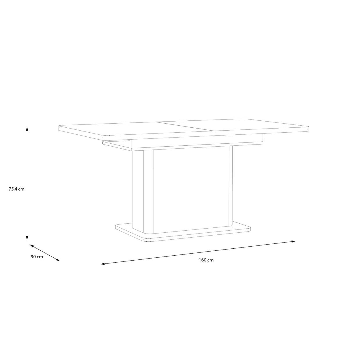 Masă Extensibilă din material pe bază de lemn,   - culoare lemn stejar, Design, material pe bază de lemn (160-200/75,4/90cm) - Hom`in