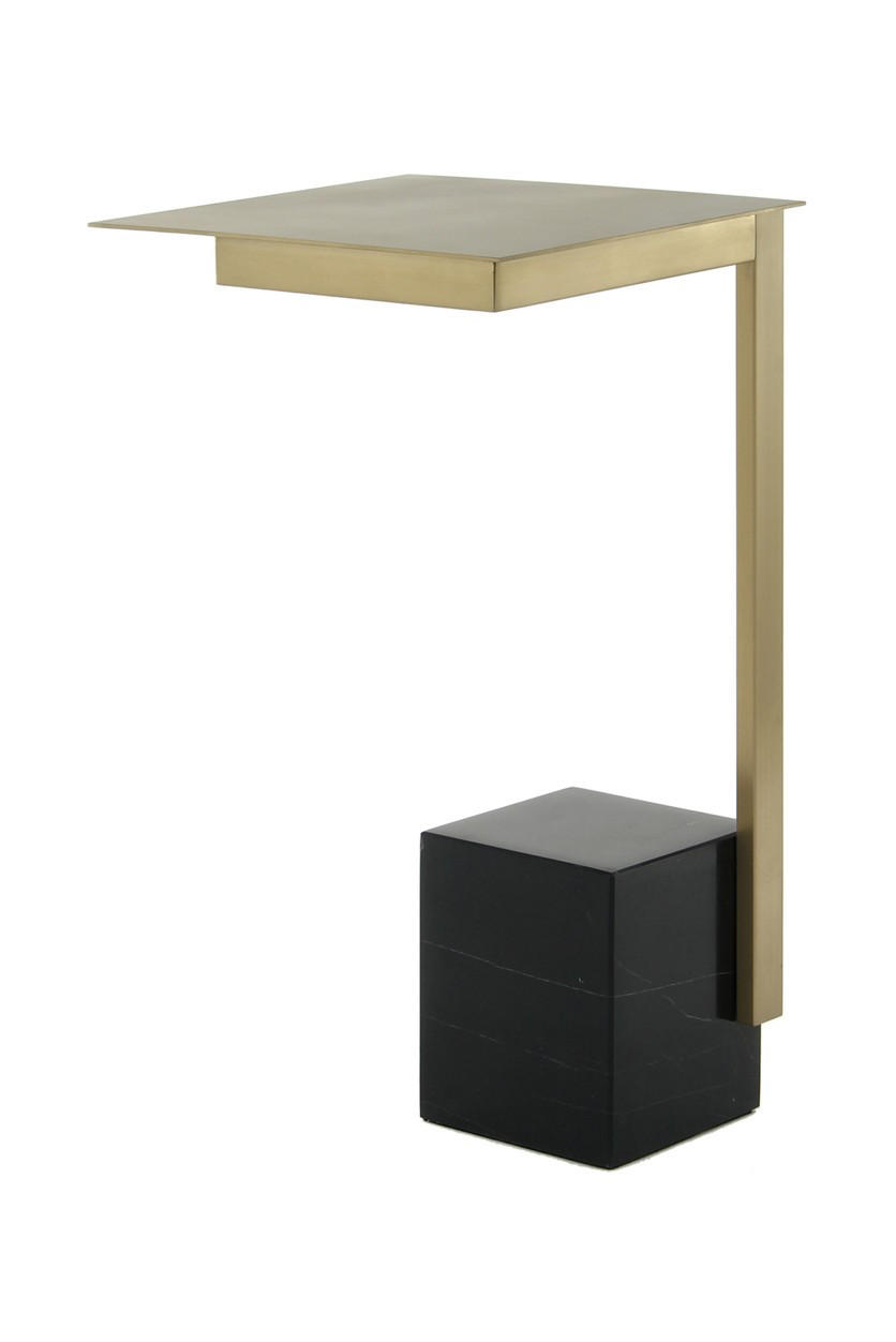 BEISTELLTISCH Weiß, Goldfarben  - Goldfarben/Weiß, Design, Glas/Stein (46/54/46cm) - Kayoom