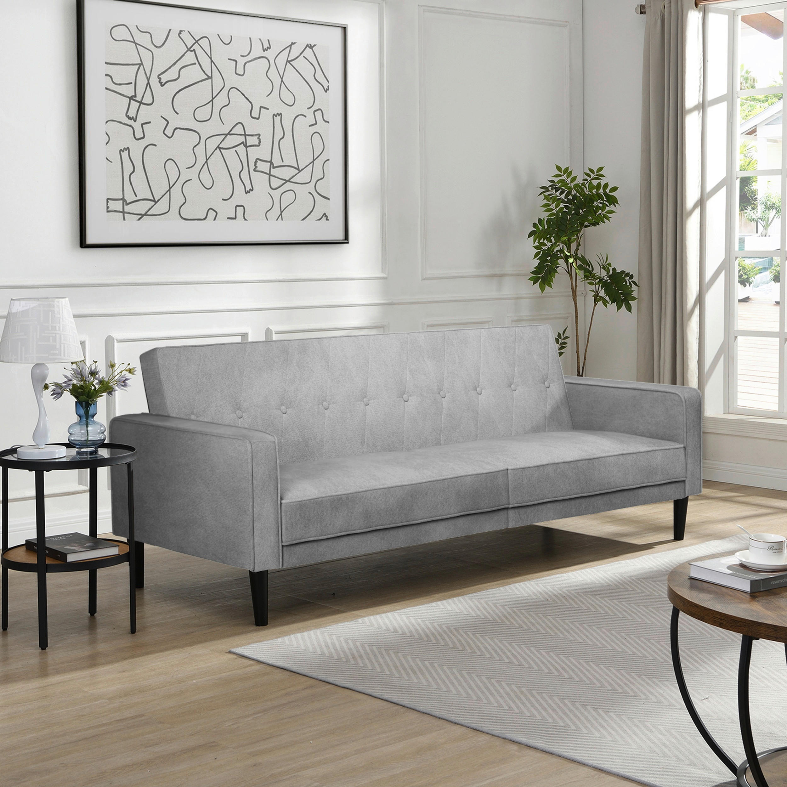 SCHLAFSOFA AARHUS in Webstoff Anthrazit Skandinavisch, Modern  - Anthrazit/Braun, Basics, Holz/Textil (213/81/86cm) - Livetastic