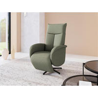 RELAXSESSEL GLENDALE E Flachgewebe Kopfteilverstellung, Rücken echt    - Schwarz/Olivgrün, KONVENTIONELL, Textil/Metall (75/112/82cm) - Sit & More