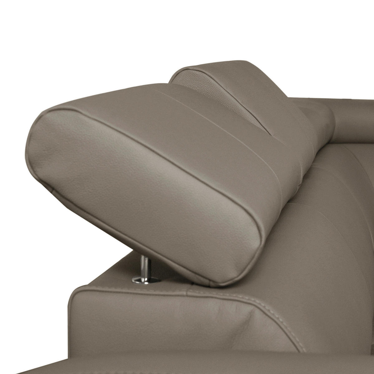 ECKSOFA in Lederlook Echtleder Taupe  - Taupe/Chromfarben, Design, Leder/Textil (242/176cm) - Livetastic