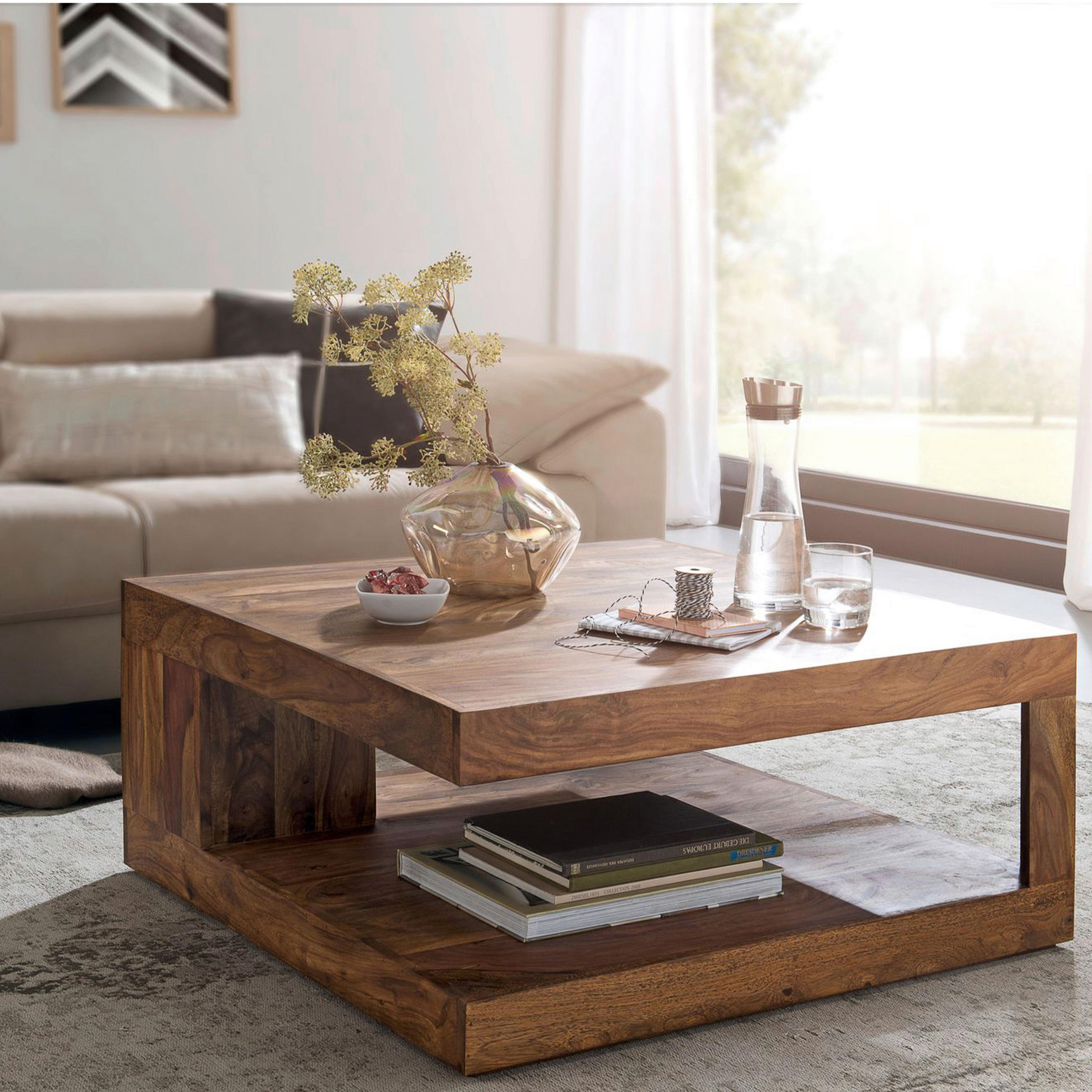 COUCHTISCH Sheesham massiv 90/90/40 cm quadratisch Sheeshamfarben  - Sheeshamfarben, Design, Holz (90/90/40cm) - MID.YOU