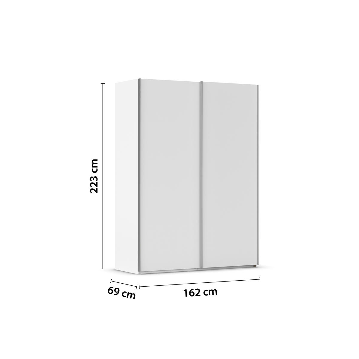 SCHWEBETÜRENSCHRANK 162/223/69 cm 2 Tür(en)-türig Weiß, Alufarben  - Alufarben/Weiß, Basics, Holzwerkstoff/Metall (162/223/69cm) - Rauch Möbel