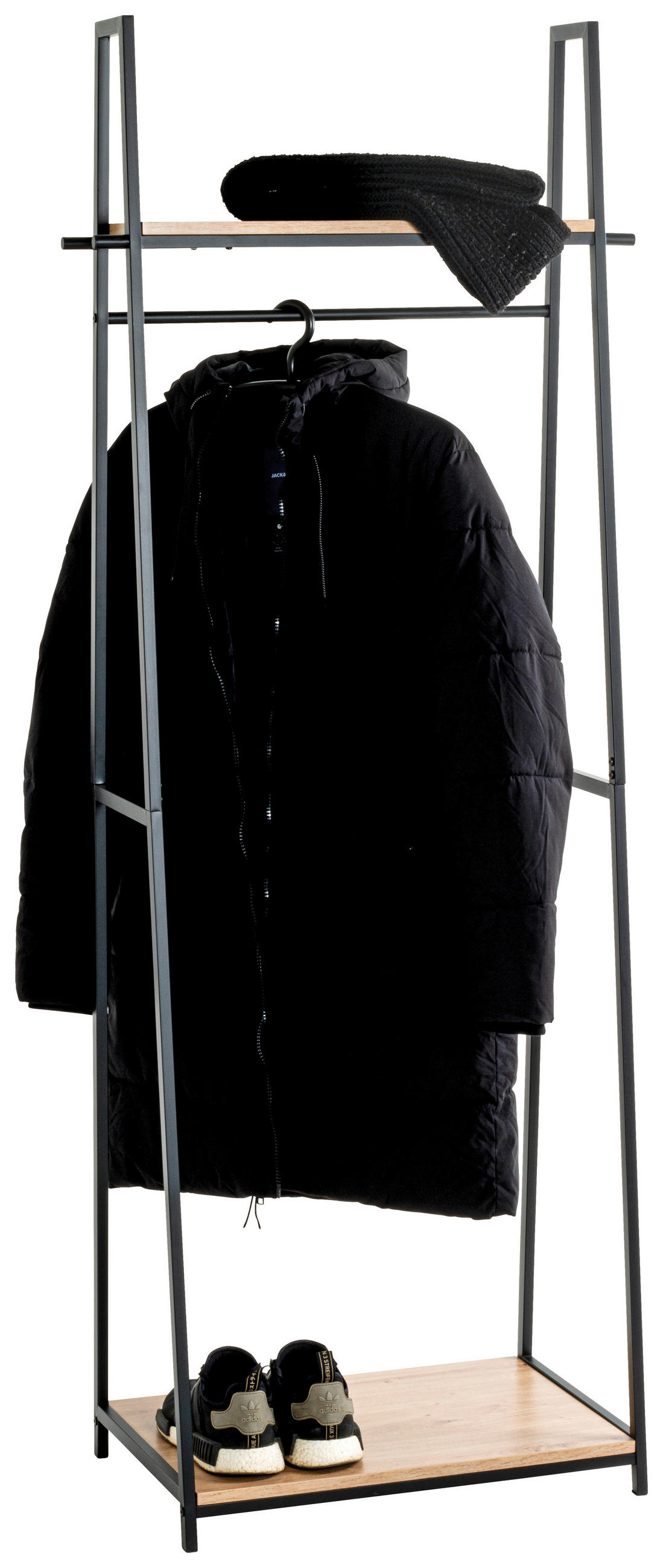 KLEIDERSTÄNDER in Schwarz, Eichefarben 68/166/40 cm   - Eichefarben/Schwarz, Design, Holzwerkstoff/Metall (68/166/40cm)