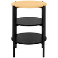 BEISTELLTISCH 44/44/60 cm Naturfarben, Schwarz rund  - Schwarz/Naturfarben, Trend, Holzwerkstoff/Metall (44/44/60cm) - Xora