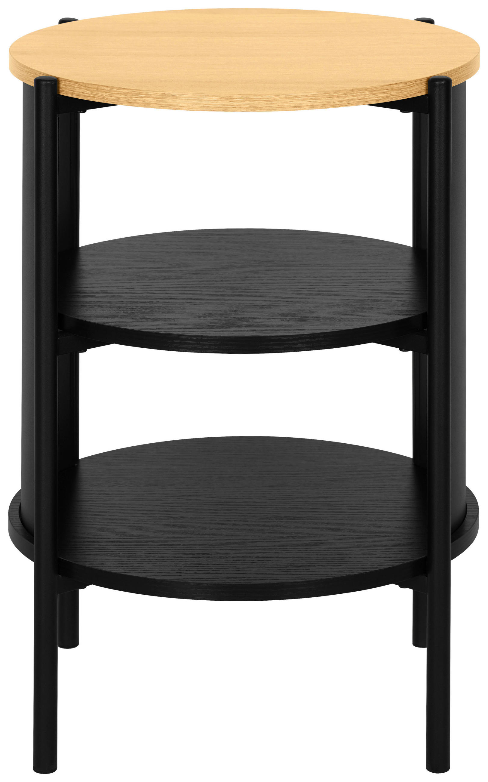 BEISTELLTISCH 44/44/60 cm Naturfarben, Schwarz rund  - Schwarz/Naturfarben, Trend, Holzwerkstoff/Metall (44/44/60cm) - Xora
