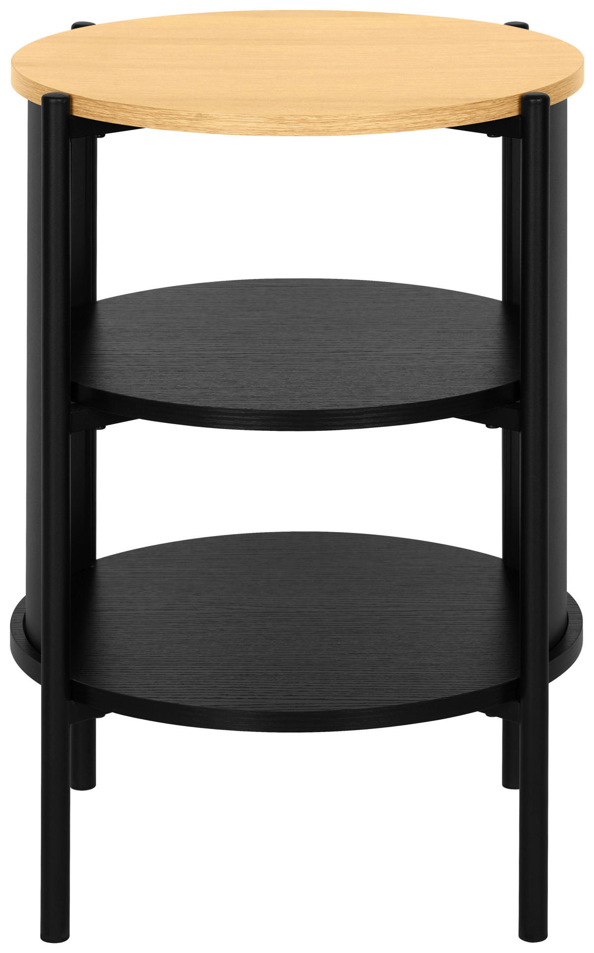 BEISTELLTISCH 44/44/60 cm Naturfarben, Schwarz rund  - Schwarz/Naturfarben, Trend, Holzwerkstoff/Metall (44/44/60cm) - Xora