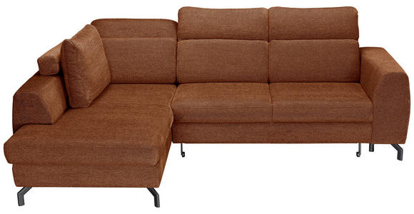 ECKSOFA Cognac Chenille  - Cognac/Schwarz, KONVENTIONELL, Textil/Metall (185/240cm) - Carryhome
