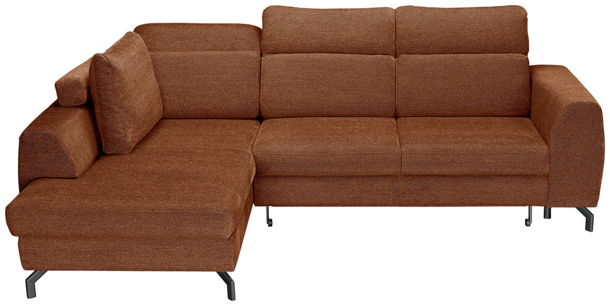 ECKSOFA Cognac Chenille  - Cognac/Schwarz, KONVENTIONELL, Textil/Metall (185/240cm) - Carryhome