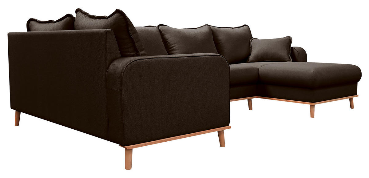 WOHNLANDSCHAFT Dunkelbraun Textilgeflecht  - Wengefarben/Dunkelbraun, Design, Holz/Textil (167/296/170cm) - Livetastic