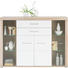 HIGHBOARD Hochglanz Sonoma Eiche, Weiß - Silberfarben/Weiß, Design, Glas/Holz (174/125/45cm) - Carryhome