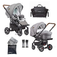 KINDERWAGENSET  F4 Air+   - Hellgrau/Schwarz, Basics, Textil/Metall (57/129/100cm) - Gesslein