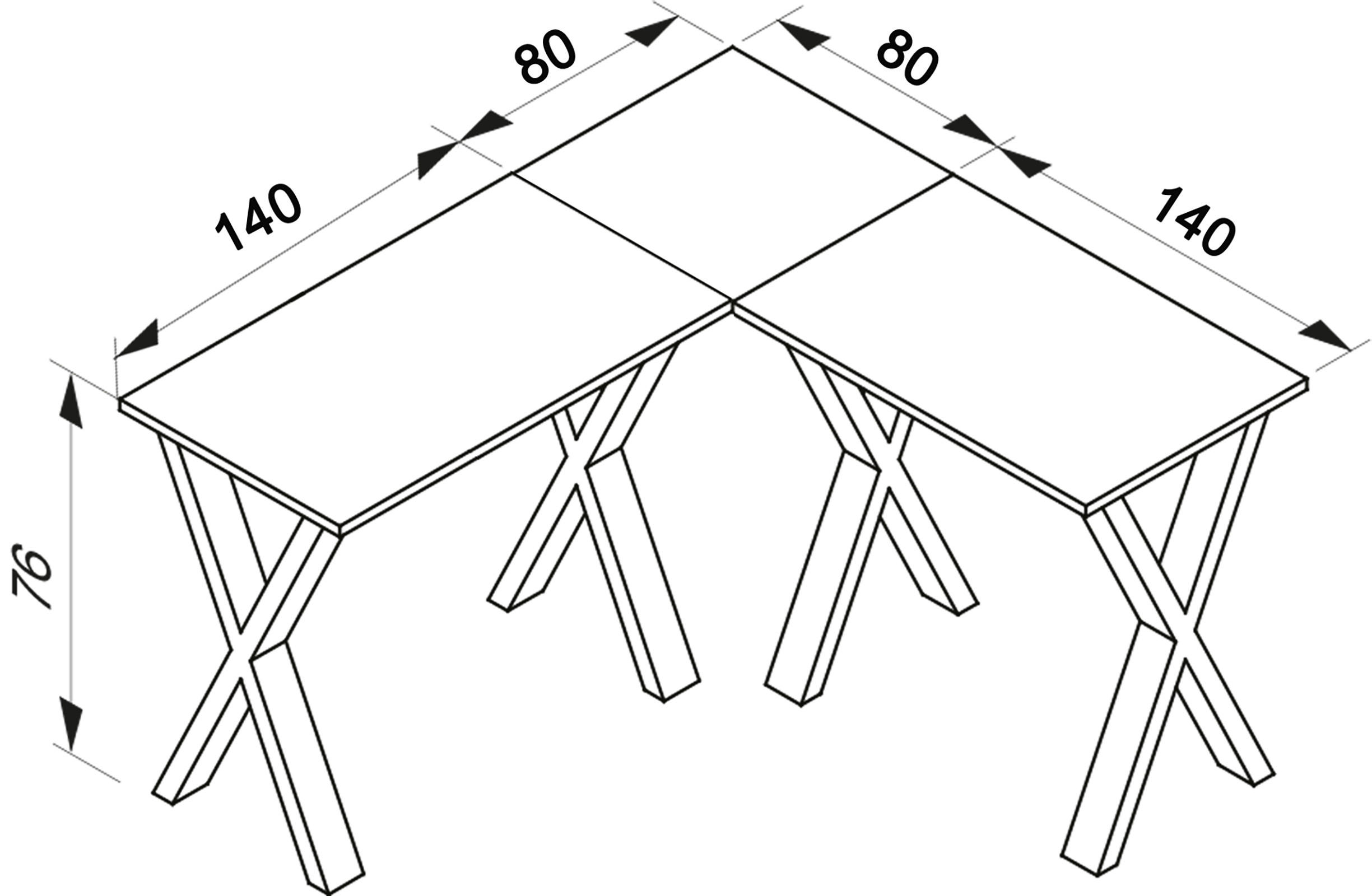 ECKSCHREIBTISCH 220/220/76 cm  in Anthrazit, Silberfarben  - Anthrazit/Silberfarben, Design, Holzwerkstoff/Metall (220/220/76cm) - MID.YOU