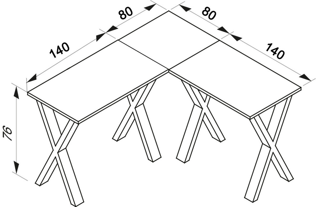 ECKSCHREIBTISCH 220/80/76 cm  in Schwarz, Honigeiche  - Honigeiche/Silberfarben, Modern, Holzwerkstoff/Metall (220/80/76cm) - MID.YOU