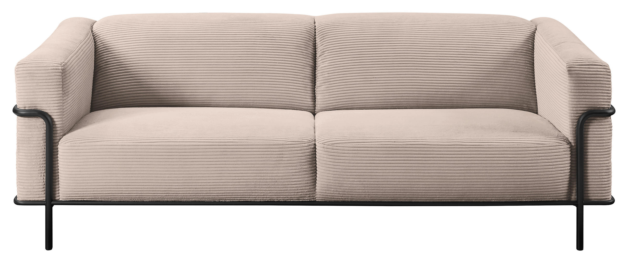 2,5-SITZER Cord Taupe  - Taupe/Schwarz, Design, Textil/Metall (216/67/96cm) - Johann Jakob