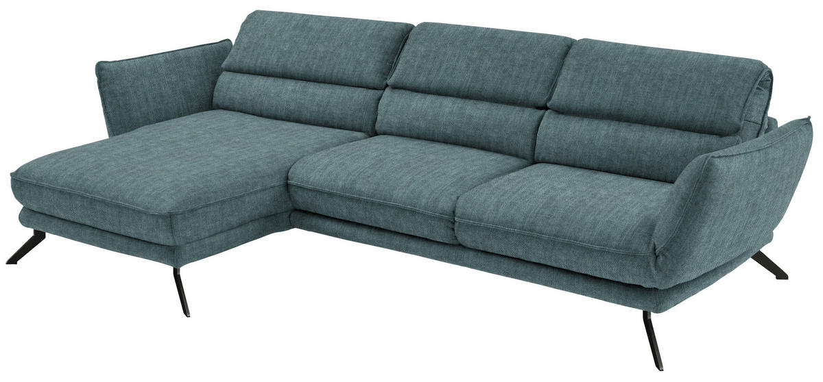 ECKSOFA in Velours Opal  - Opal/Schwarz, Design, Textil/Metall (153/283cm) - Valdera