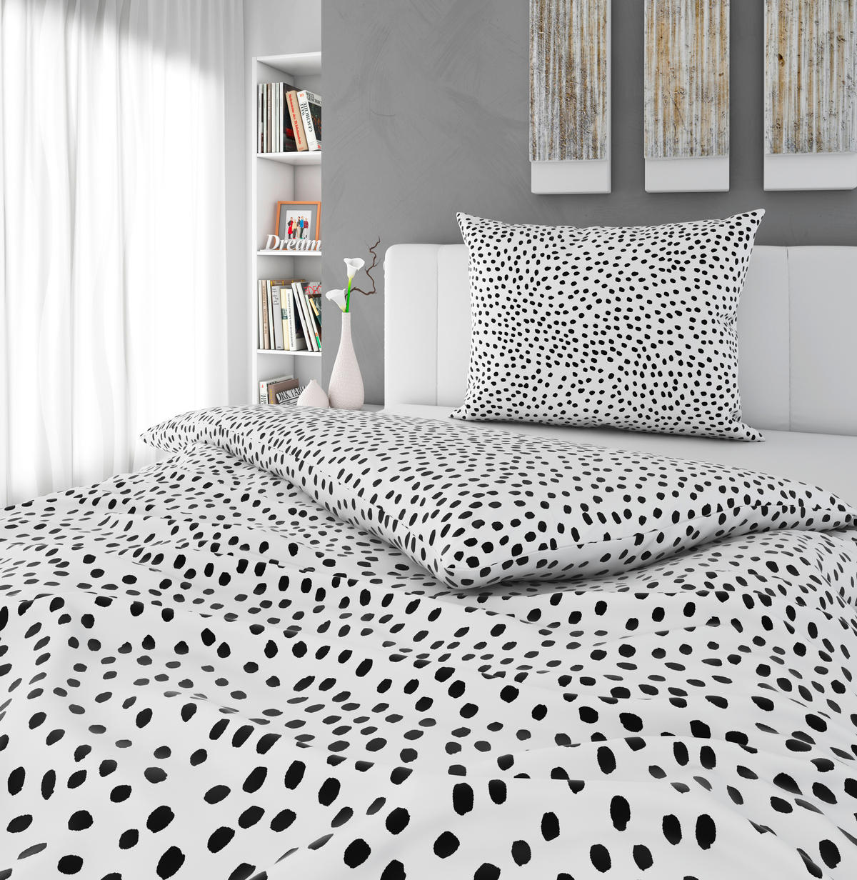 POSTEĽNÁ BIELIZEŇ, renforcé, čierna, biela, 140/200 cm - čierna/biela, Trend, textil (140/200cm) - Esposa