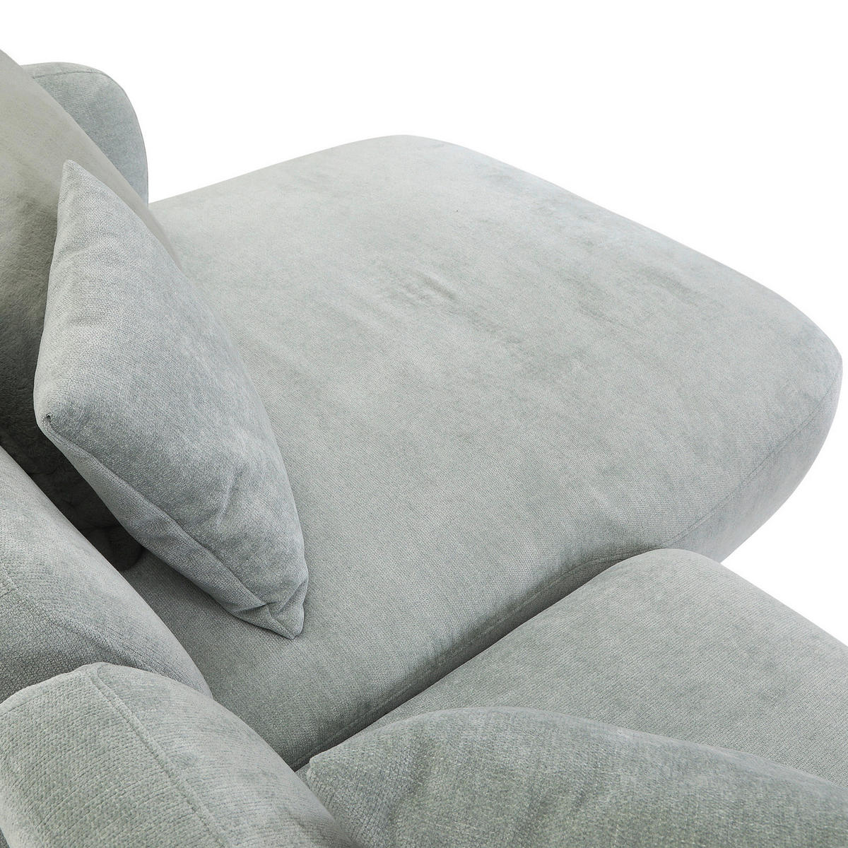 ECKSOFA Mintgrün Flachgewebe Zierkissen, Rückenkissen, Rücken echt, Sitztiefenverstellung  - Salbeigrün/Schwarz, MODERN, Kunststoff/Textil (240/190cm) - Ambia Home