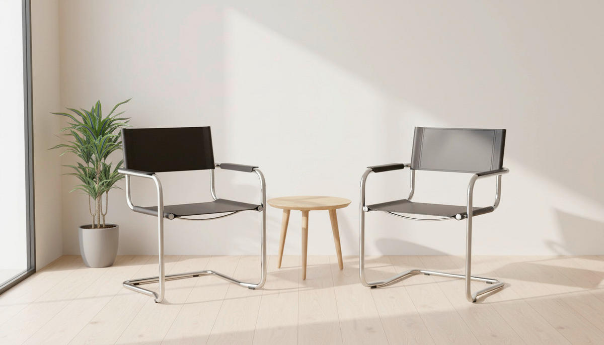 BESUCHERSTUHL Schwarz, Chromfarben  - Chromfarben/Schwarz, MODERN, Leder/Metall (58/83/58cm) - Livetastic