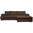 ECKSOFA in Flachgewebe Braun  - Chromfarben/Braun, Design, Kunststoff/Textil (294/173cm) - Carryhome