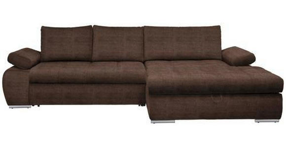 ECKSOFA in Flachgewebe Braun  - Chromfarben/Braun, Design, Kunststoff/Textil (294/173cm) - Carryhome