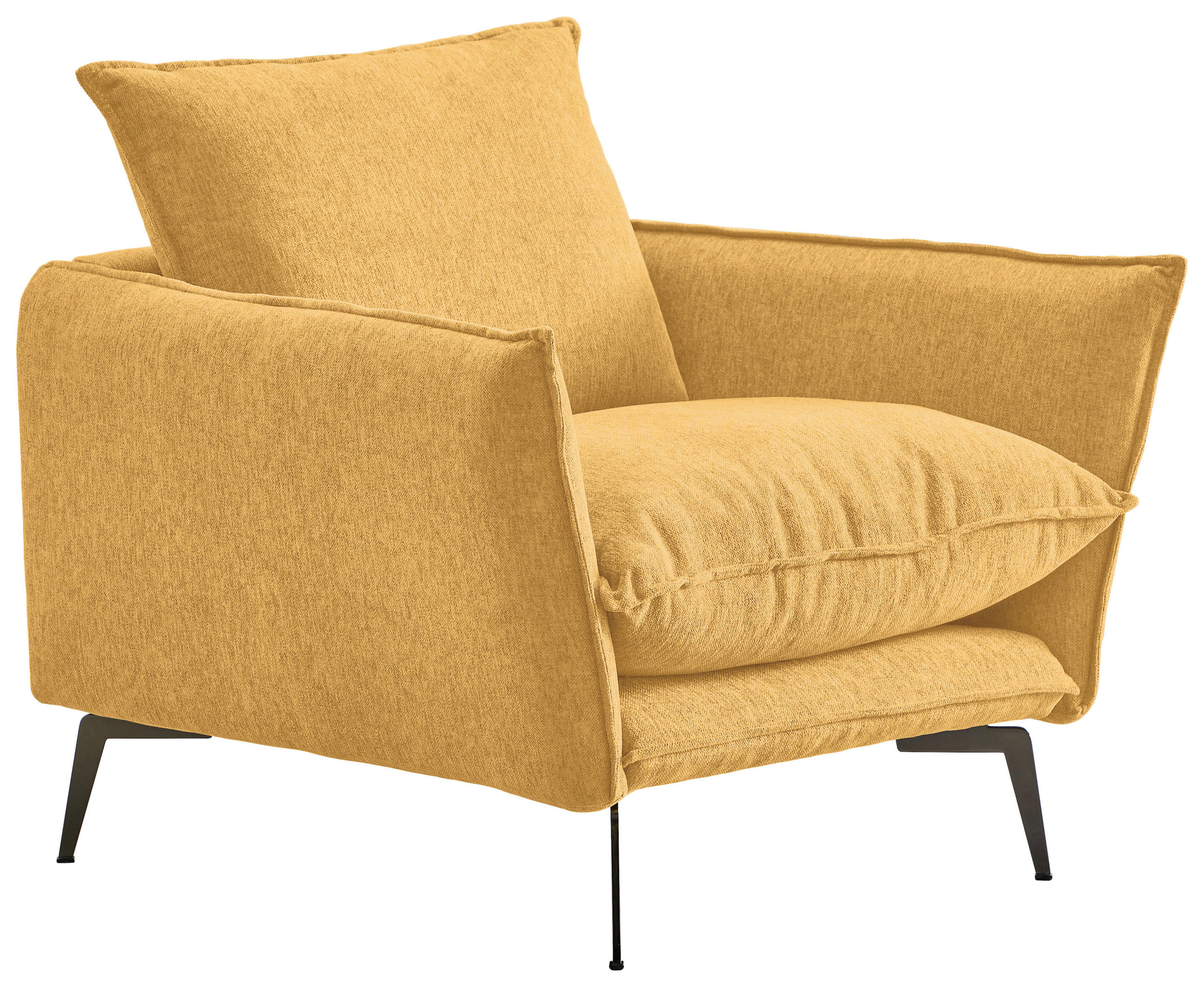 SESSEL Webstoff Senfgelb    - Senfgelb/Schwarz, Design, Textil/Metall (96/84/100cm) - Livetastic