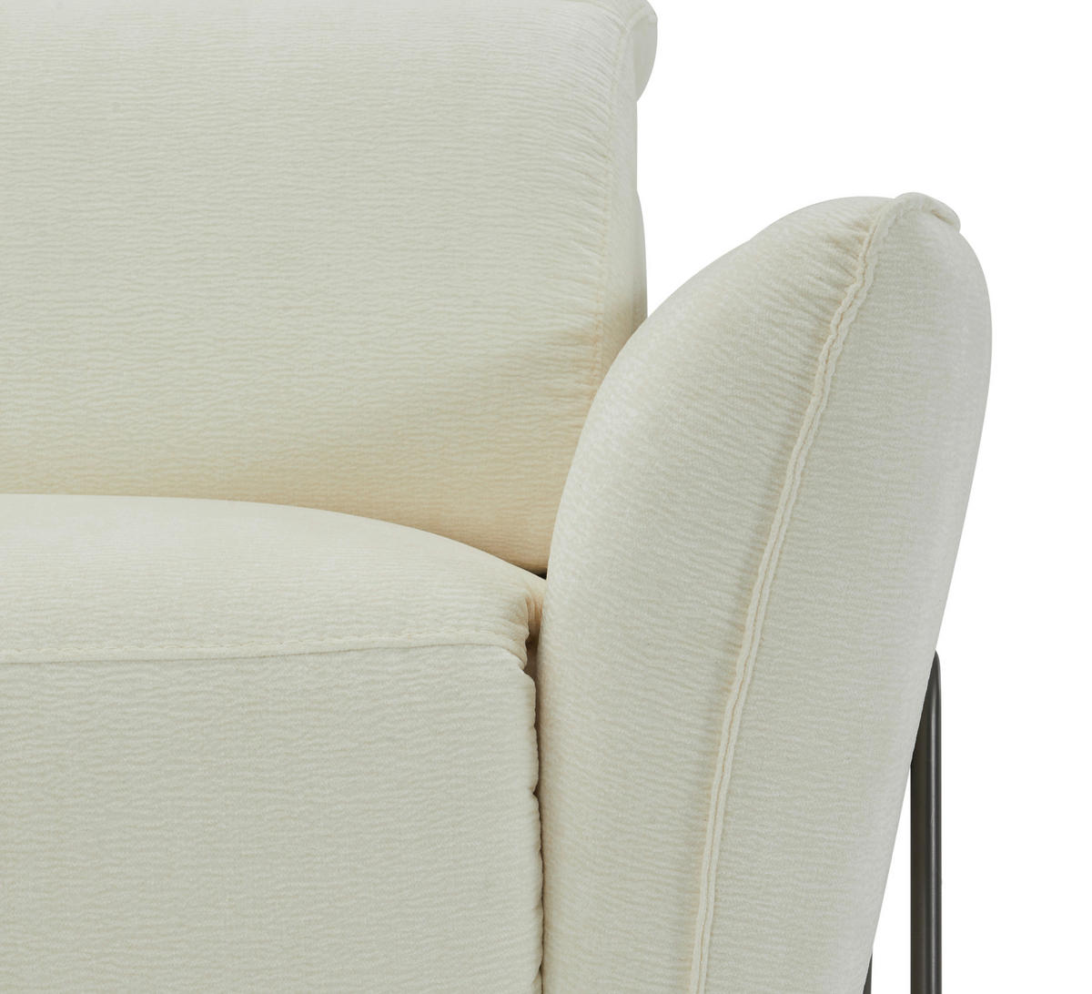 2-SITZER-SOFA in Flachgewebe Creme  - Creme/Schwarz, Lifestyle, Textil/Metall (164/83/107/111cm) - Livetastic