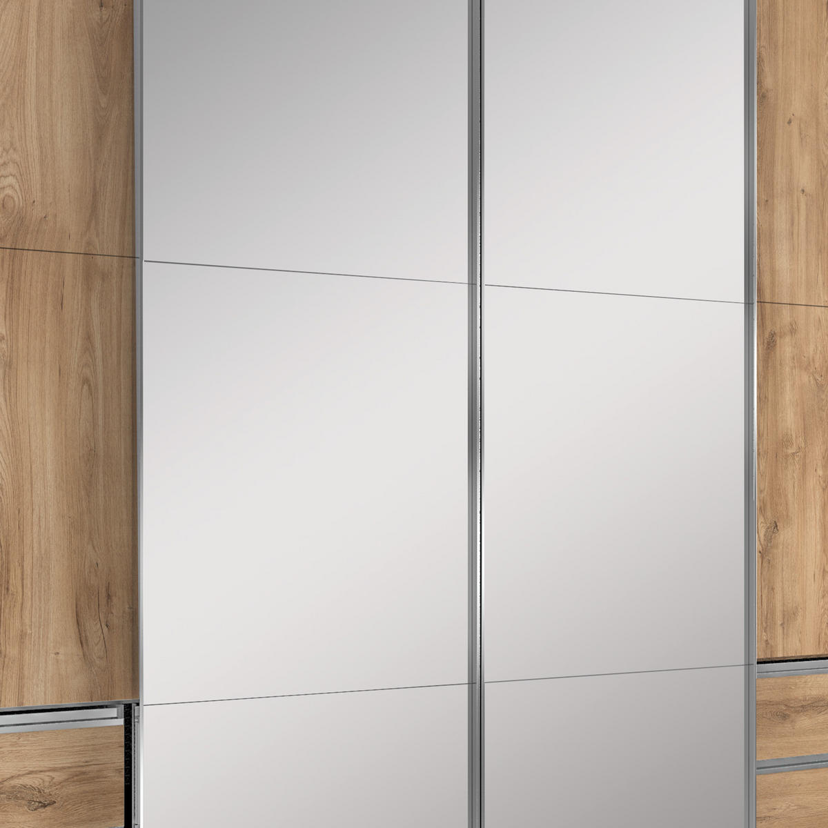 SCHWEBETÜRENSCHRANK in Eichefarben  - Chromfarben/Eichefarben, Modern, Glas/Holzwerkstoff (300/216/65cm) - Livetastic