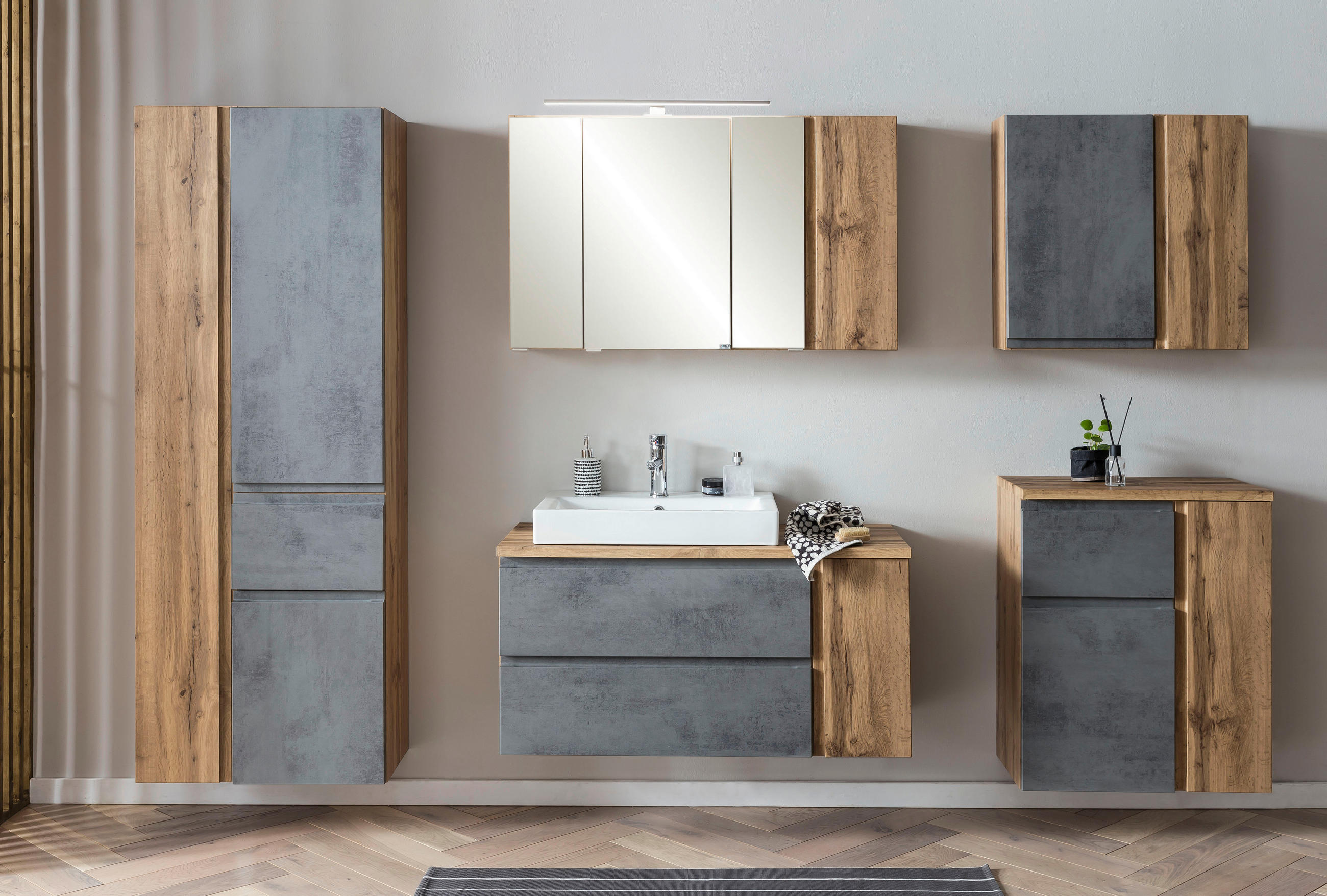 UNTERSCHRANK  - Eiche Wotan/Hellgrau, Modern, Holzwerkstoff (65/79/35cm) - Held