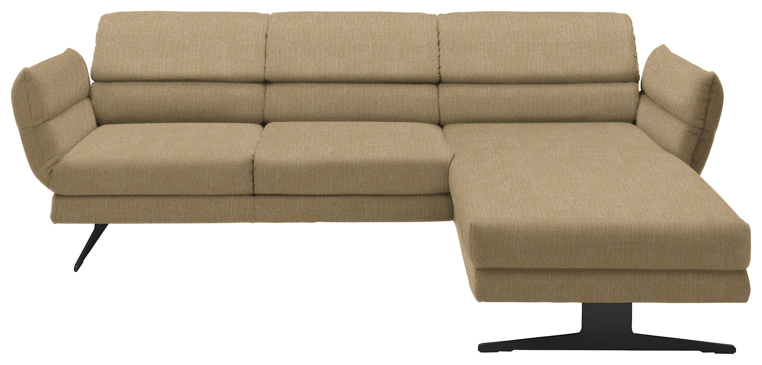 ECKSOFA in Flachgewebe Senfgelb  - Senfgelb/Schwarz, Design, Textil/Metall (279-327/176-217cm) - Dieter Knoll