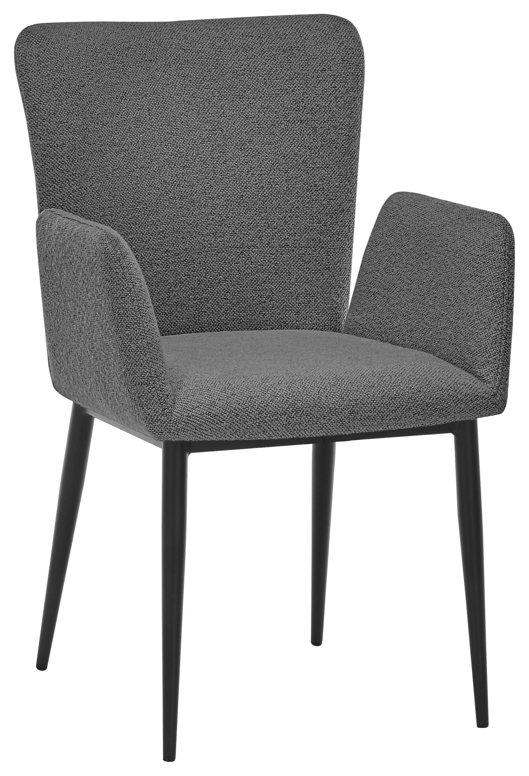 ARMLEHNSTUHL  in Stahl Bouclé  - Anthrazit/Schwarz, Trend, Textil/Metall (57/86/61,5cm) - SetOne by Musterring