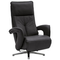 RELAXSESSEL in Leder Anthrazit  - Edelstahlfarben/Anthrazit, Design, Leder/Metall (77/110/87cm) - Valdera