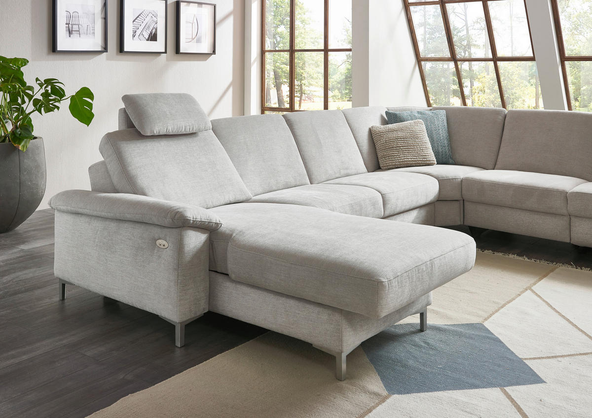 WOHNLANDSCHAFT in Chenille Silberfarben, Hellgrau  - Silberfarben/Hellgrau, Design, Textil/Metall (265/333/170cm) - Dieter Knoll