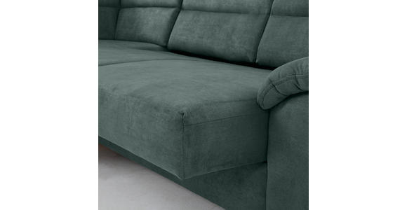 WOHNLANDSCHAFT Dunkelgrün Lederlook - Dunkelgrün/Schwarz, KONVENTIONELL, Textil/Metall (194/257cm) - Cantus