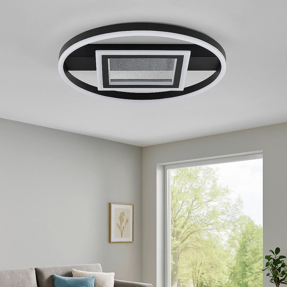 LED-DECKENLEUCHTE 37/6/37 cm   - Schwarz, Design, Kunststoff/Metall (37/6/37cm) - Brilliant